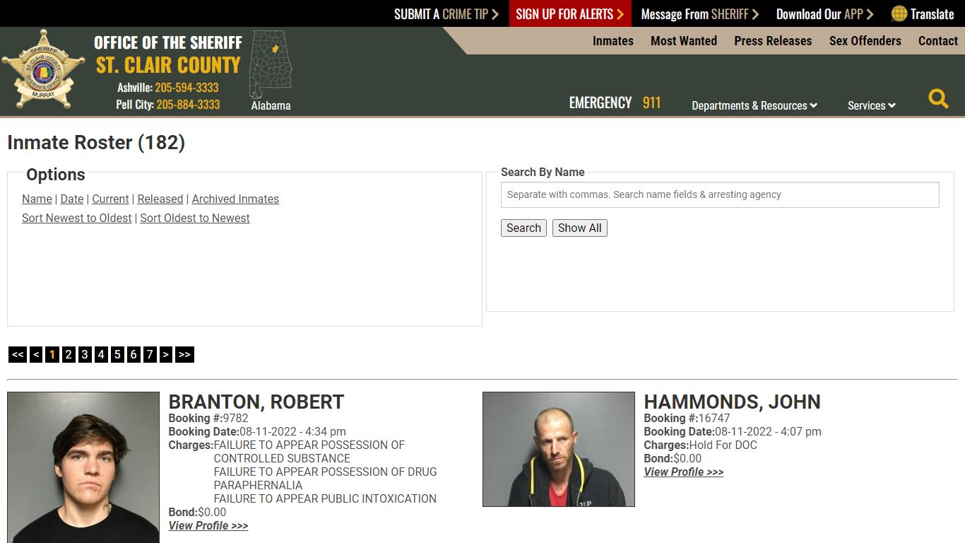 Inmate Roster - St. Clair County Sheriff's Office